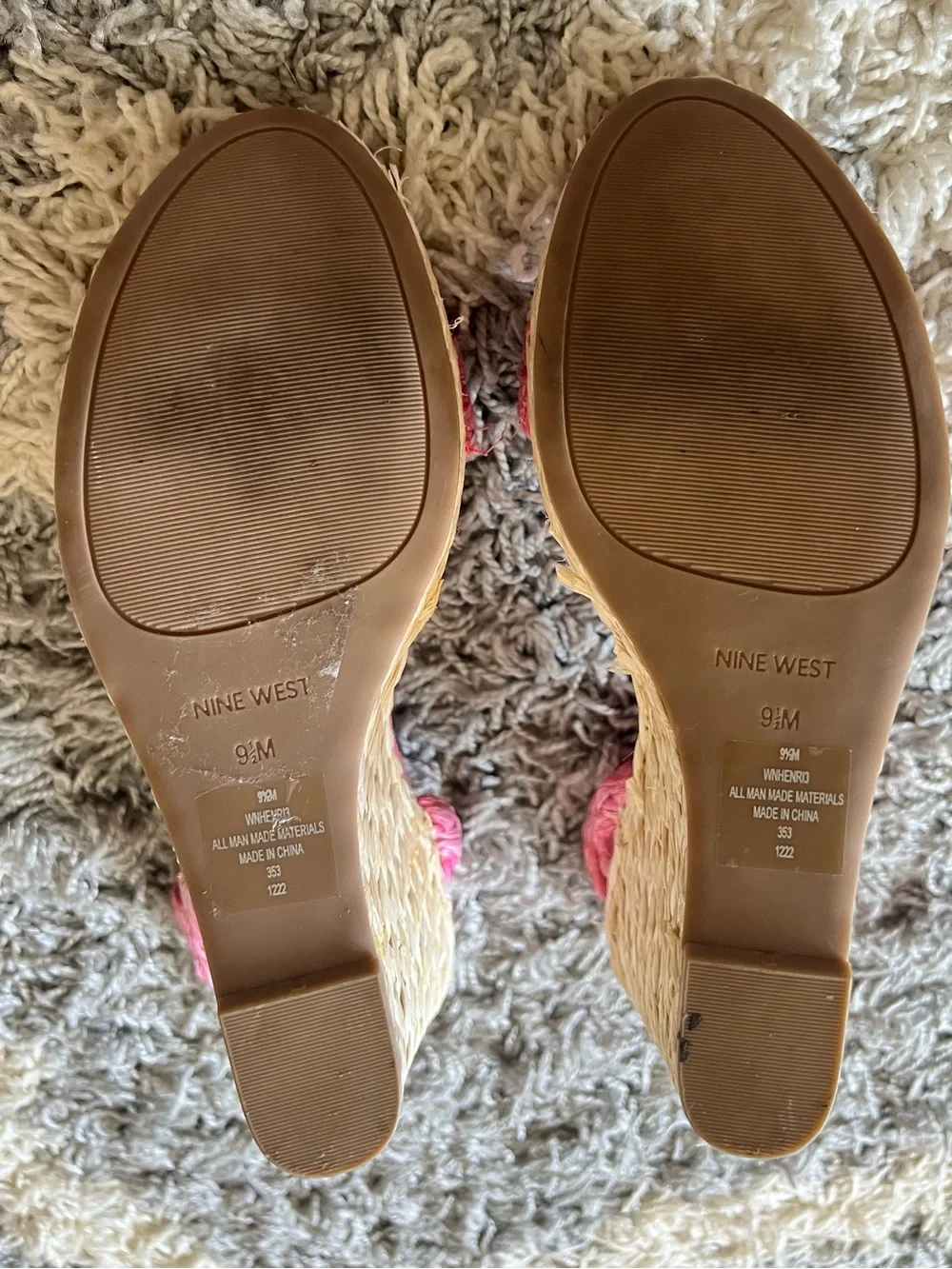 Nine West Pink Braided Espadrille Wedge Sandals